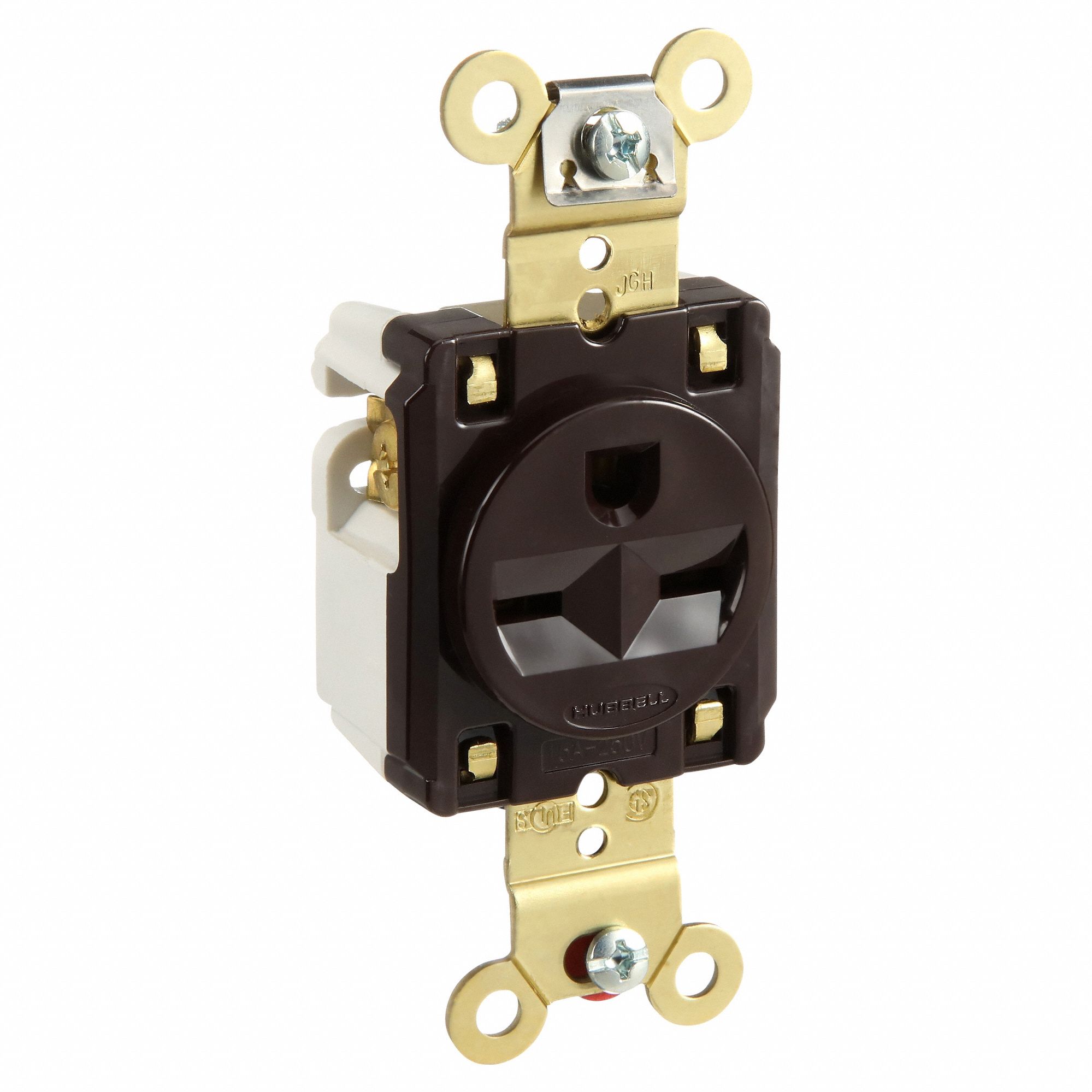 RECEPTACLE, SINGLE, 6-15R, 250V AC, 15 A, BROWN, 2 POLE/3 WIRE, SCREW TERMINALS