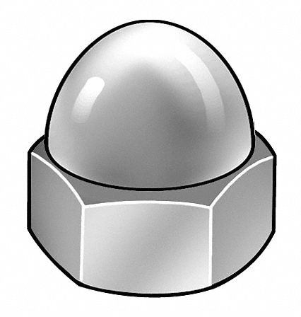 CAP NUT, 3/4"-10 THREAD, PLAIN, 316L STAINLESS STEEL, 1.156 IN H, 1 1/16 IN HEX W