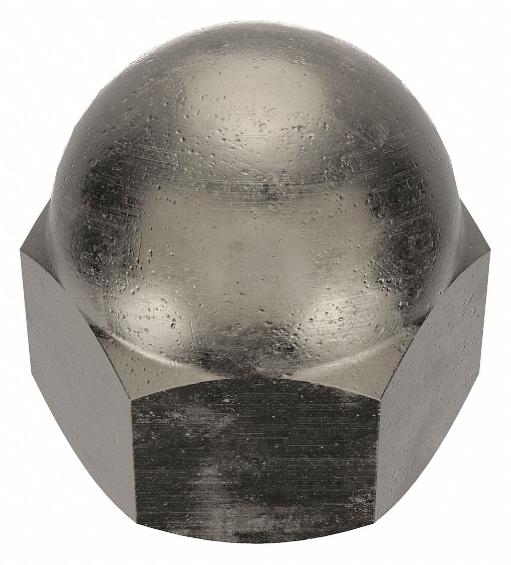 Cap Nut: #6-32 Thread, Nickel-Plated, Steel, 0.344 in Ht, 100 PK