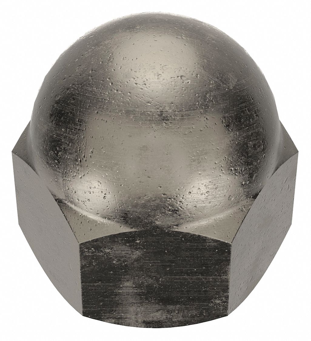 Cap Nut: #10-32 Thread, Nickel-Plated, Steel, 0.406 in Ht, 100 PK