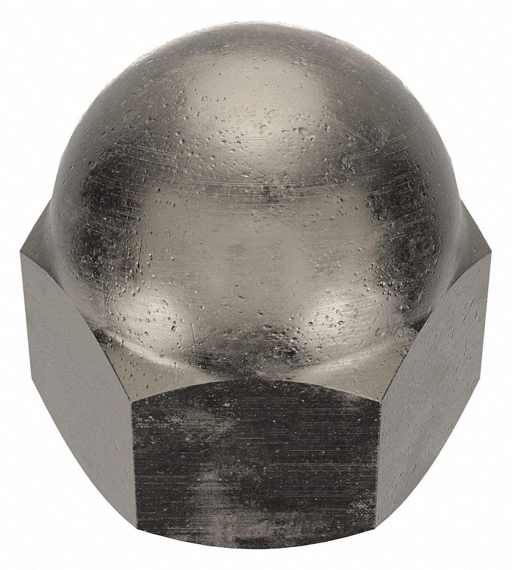 Cap Nut: 3/8"-16 Thread, Nickel-Plated, Steel, 0.625 in Ht, 50 PK