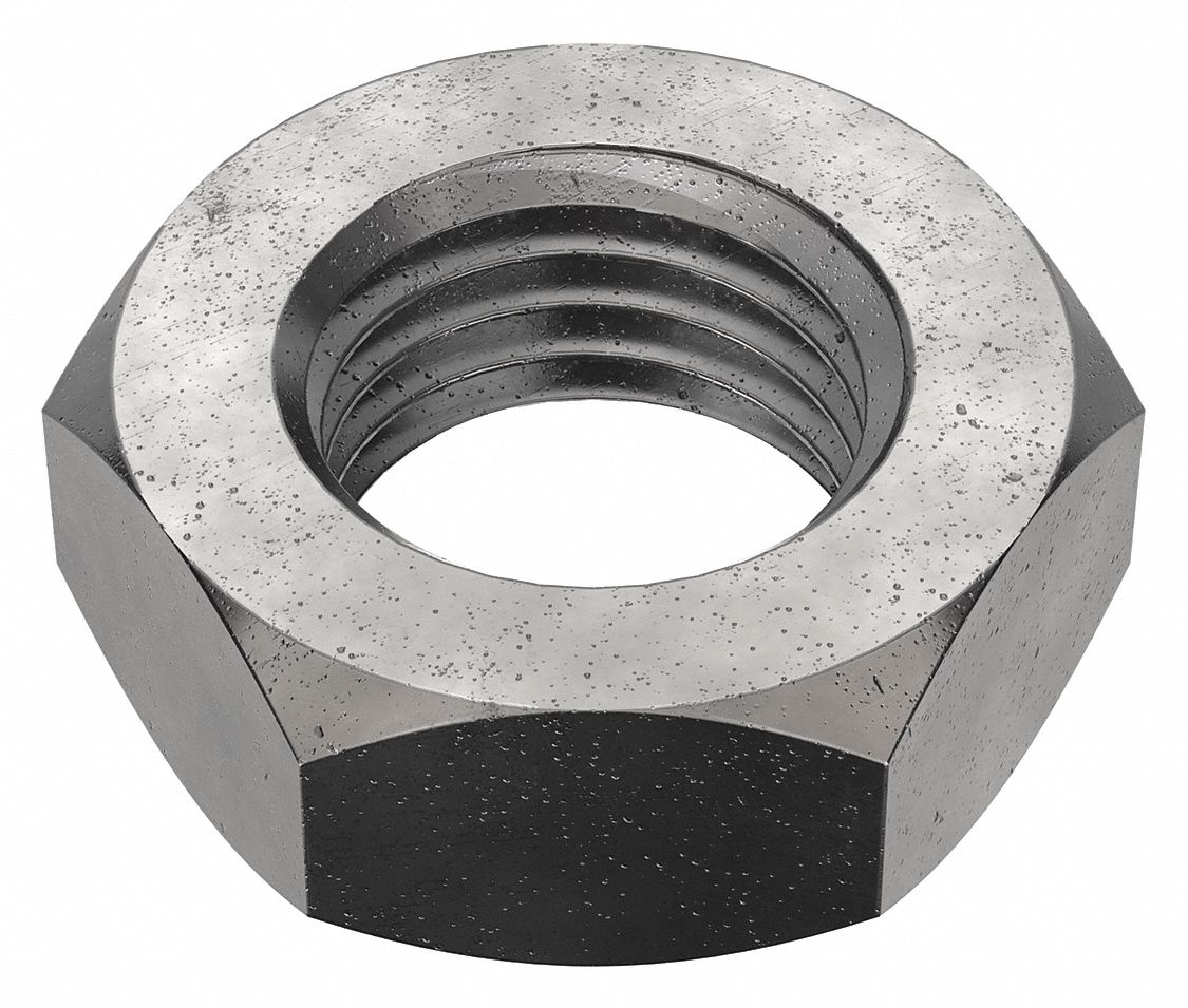 Jam Nut: Jam Hex, 1 3/4"-5 Thread, 2 5/8 in Hex Wd, 1 in Hex Ht, Steel, Not Graded, Black Oxide