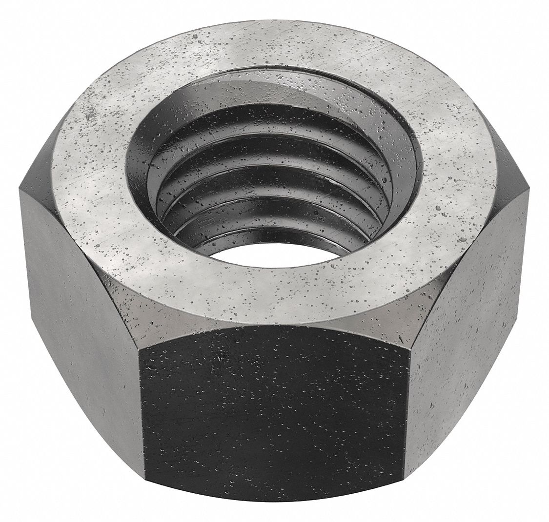 Hex Nut: 1/2"-13 Thread, 3/4 in Hex Wd, 7/16 in Hex Ht, Steel, Not Graded, Black Oxide, Std, 50 PK