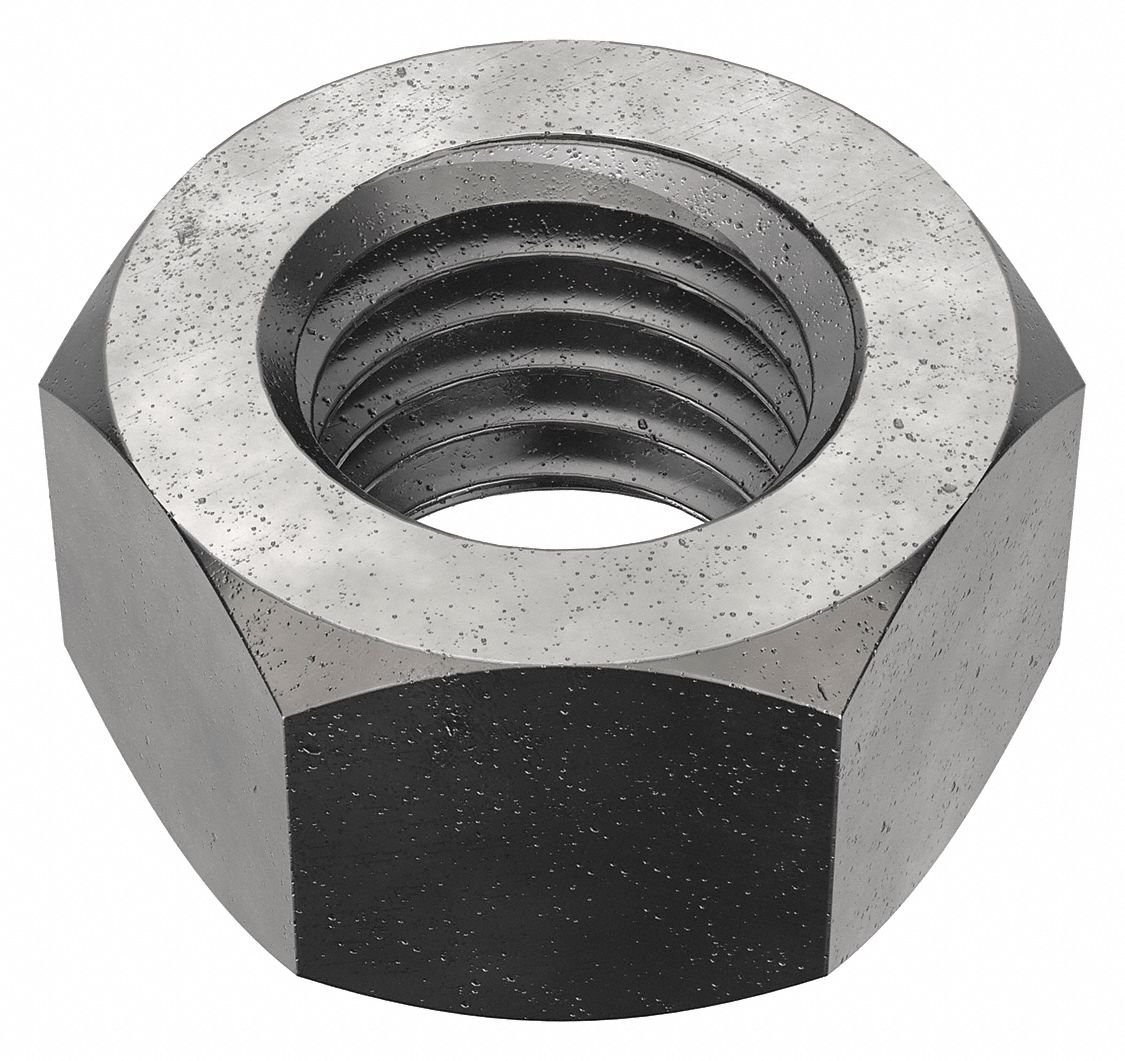 Hex Nut: 3/4"-10 Thread, 1 1/8 in Hex Wd, 41/64 in Hex Ht, Steel, Not Graded, Black Oxide, 25 PK