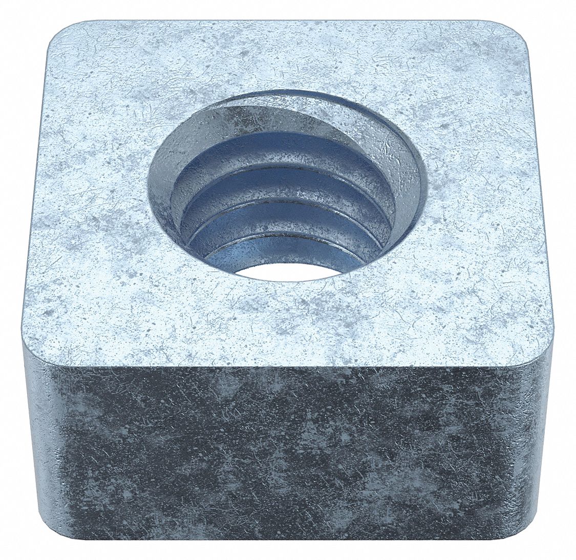 Square Nut: 5/16"-18 Thread Size, Steel, Not Graded, Zinc-Plated, 9/32 in Ht, 9/16 in Wd, 100 PK