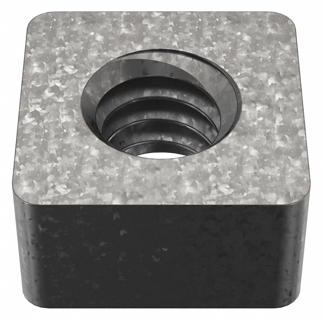 Square Nut: 1/4"-20 Thread Size, Steel, Not Graded, Hot-Dipped Galvanized, 15/64 in Ht, 100 PK