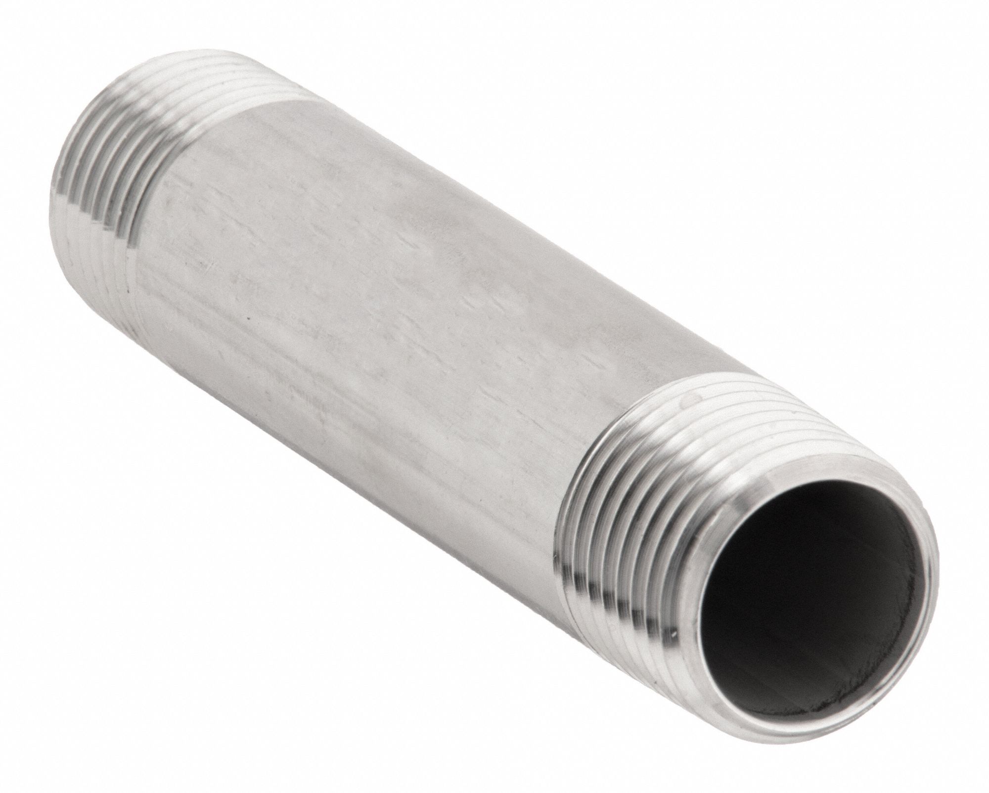NIPPLE: 316 STAINLESS STEEL, ½ IN NOMINAL PIPE SIZE, 2 IN L, BOTH ENDS THREADED, NPT