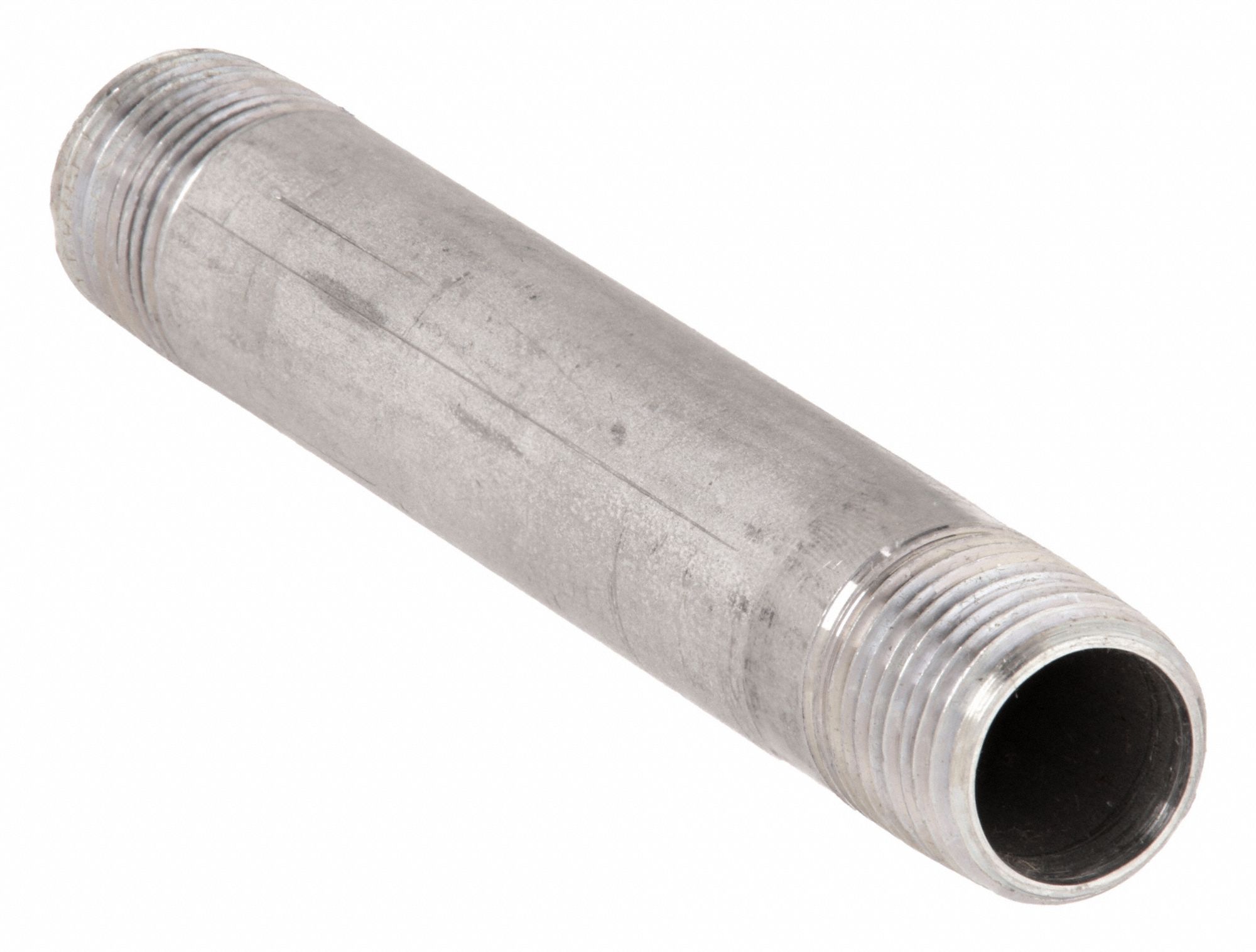 Nipple: 316 Stainless Steel, 1 1/2 in Nominal Pipe Size, 6 in Overall Lg, Threaded on Both Ends