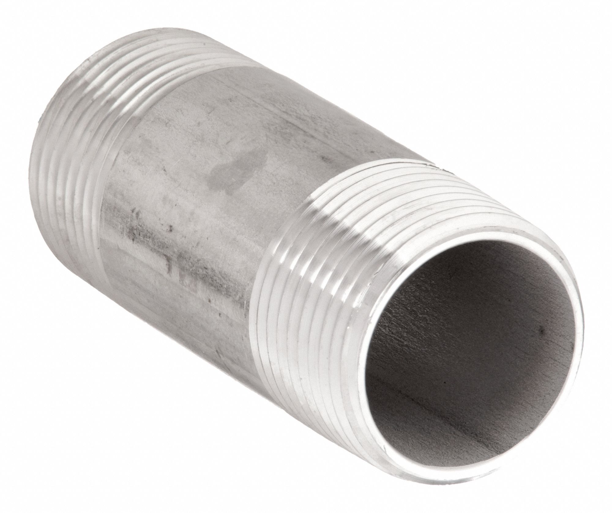 Nipple: 316 Stainless Steel, 1 in Nominal Pipe Size, 3 in Overall Lg, Threaded on Both Ends, Welded