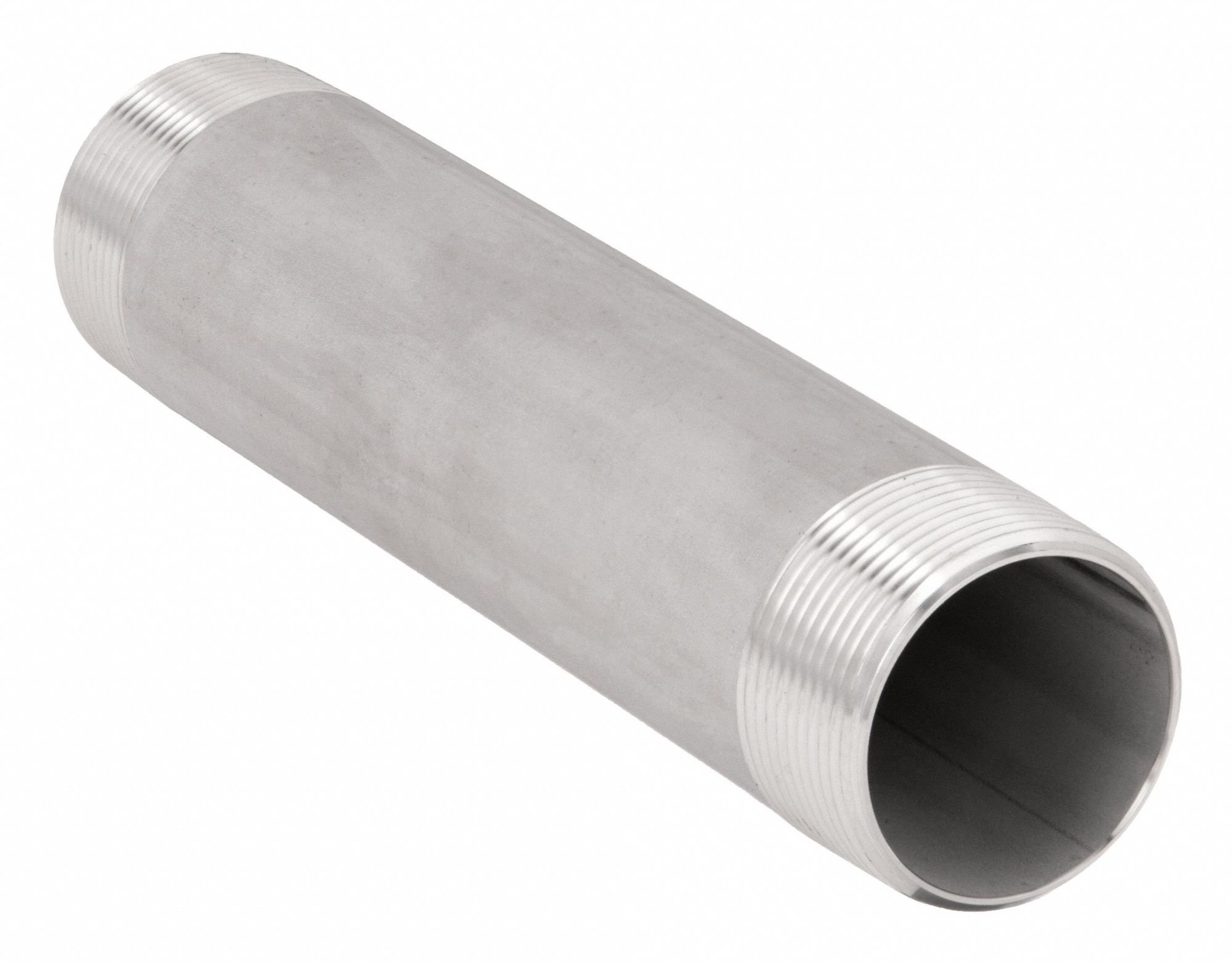 Nipple: 316 Stainless Steel, 2 in Nominal Pipe Size, 12 in Overall Lg,  Threaded on Both Ends, Welded