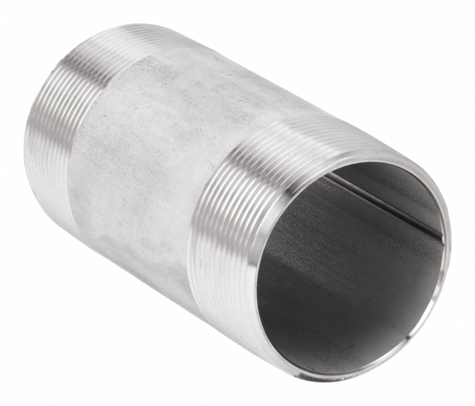 Nipple: 316 Stainless Steel, 1 1/2 in Nominal Pipe Size, 4 1/2 in Overall Lg, Threaded on Both Ends