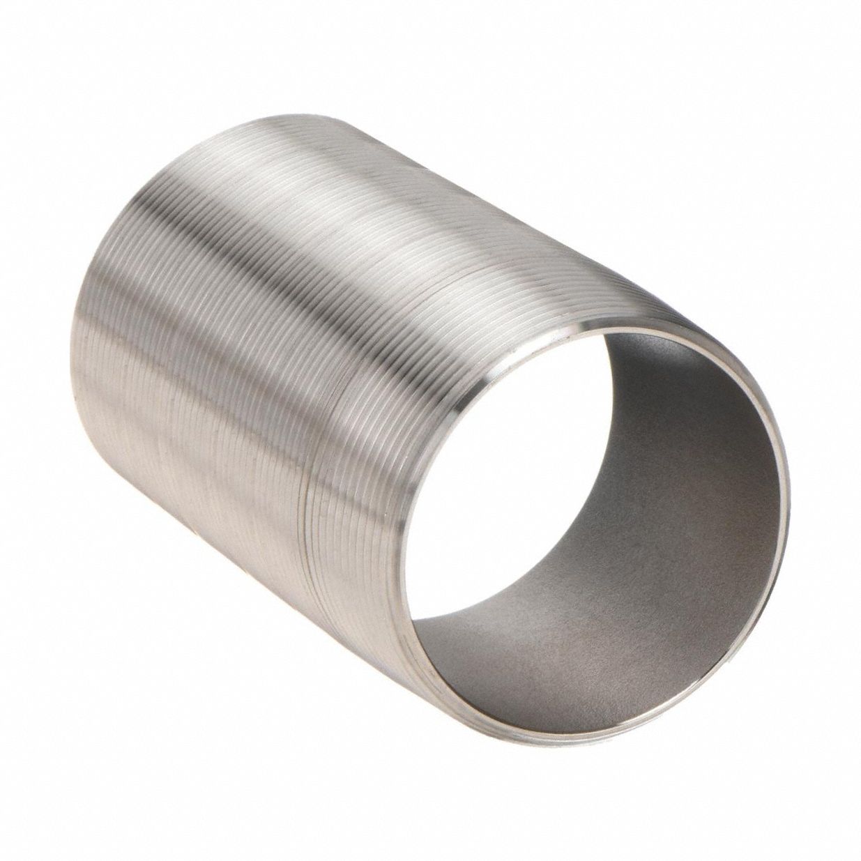 Nipple: 304 Stainless Steel, 1/8 in Nominal Pipe Size, 3/4 in Overall Lg, Fully Threaded, Seamless