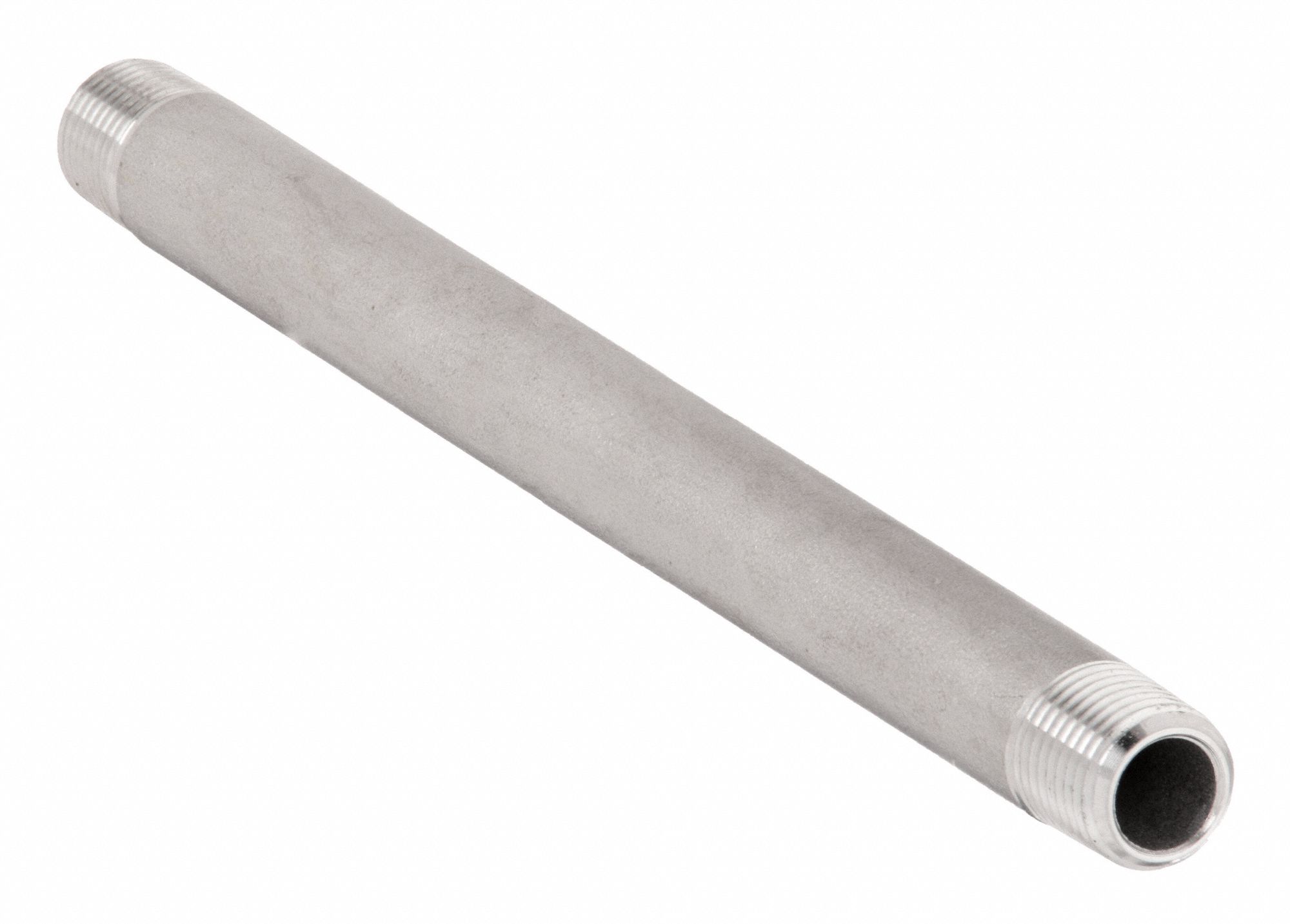 Nipple: 304 Stainless Steel, 1/8 in Nominal Pipe Size, 4 1/2 in Overall Lg, Threaded on Both Ends