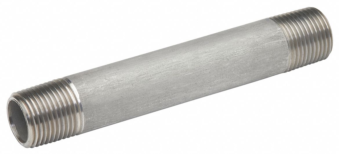 GRAINGER APPROVED 1/4 in x 7 in 304 Stainless Steel Nipple, Pipe