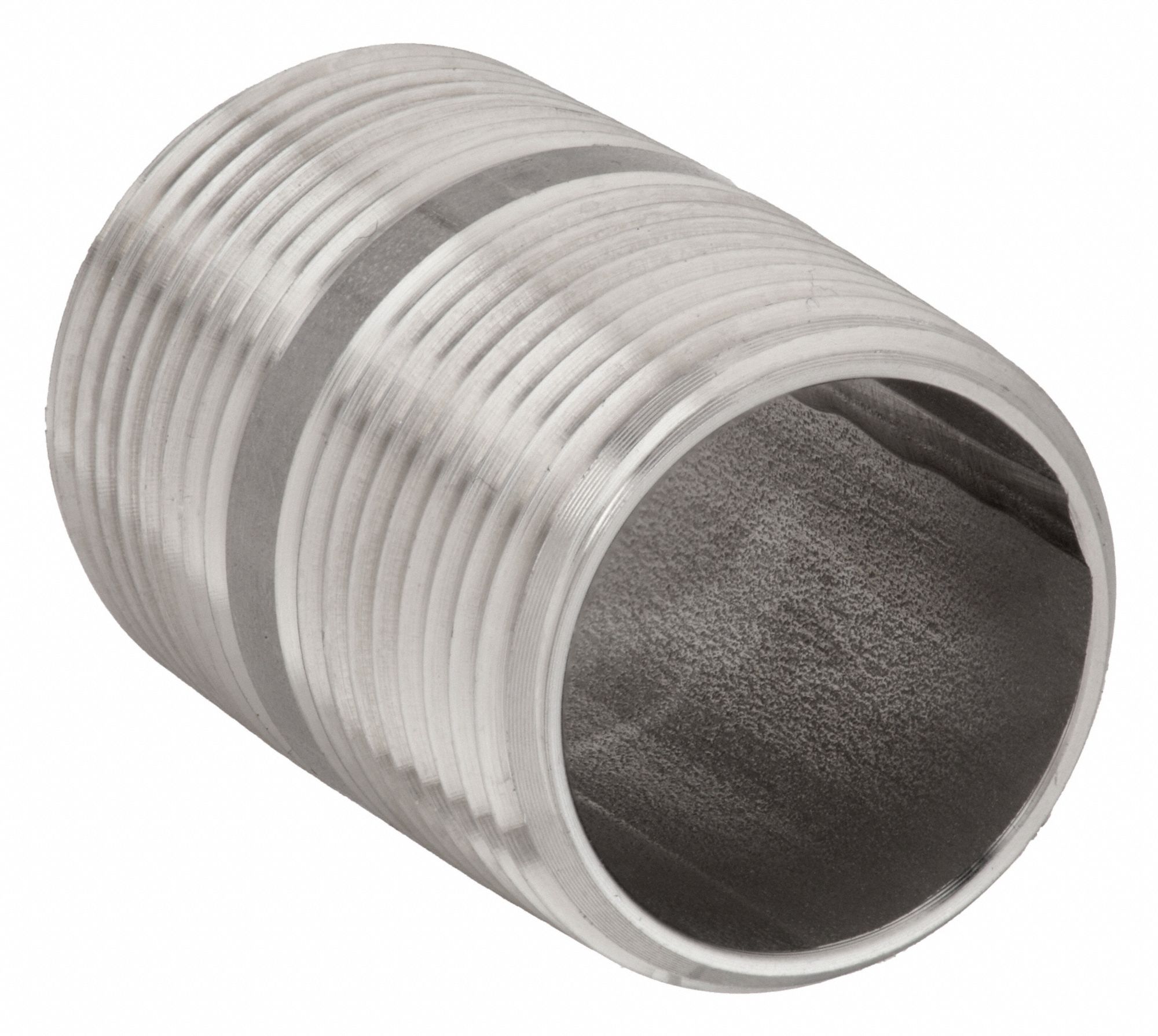 Nipple: 304 Stainless Steel, 1/2 in Nominal Pipe Size, 1 1/2 in Overall Lg,  Threaded on Both Ends