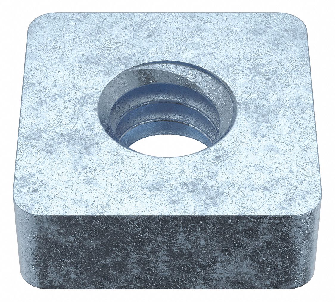 Square Nut: #8-32 Thread Size, Steel, Not Graded, Zinc-Plated, 1/8 in Ht, 11/32 in Wd, 100 PK