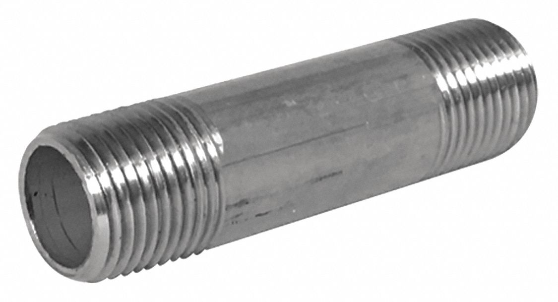 1" NPT x 8" Long 304 Stainless Steel Pipe Thread Nipple Coyote Gear SS S/40