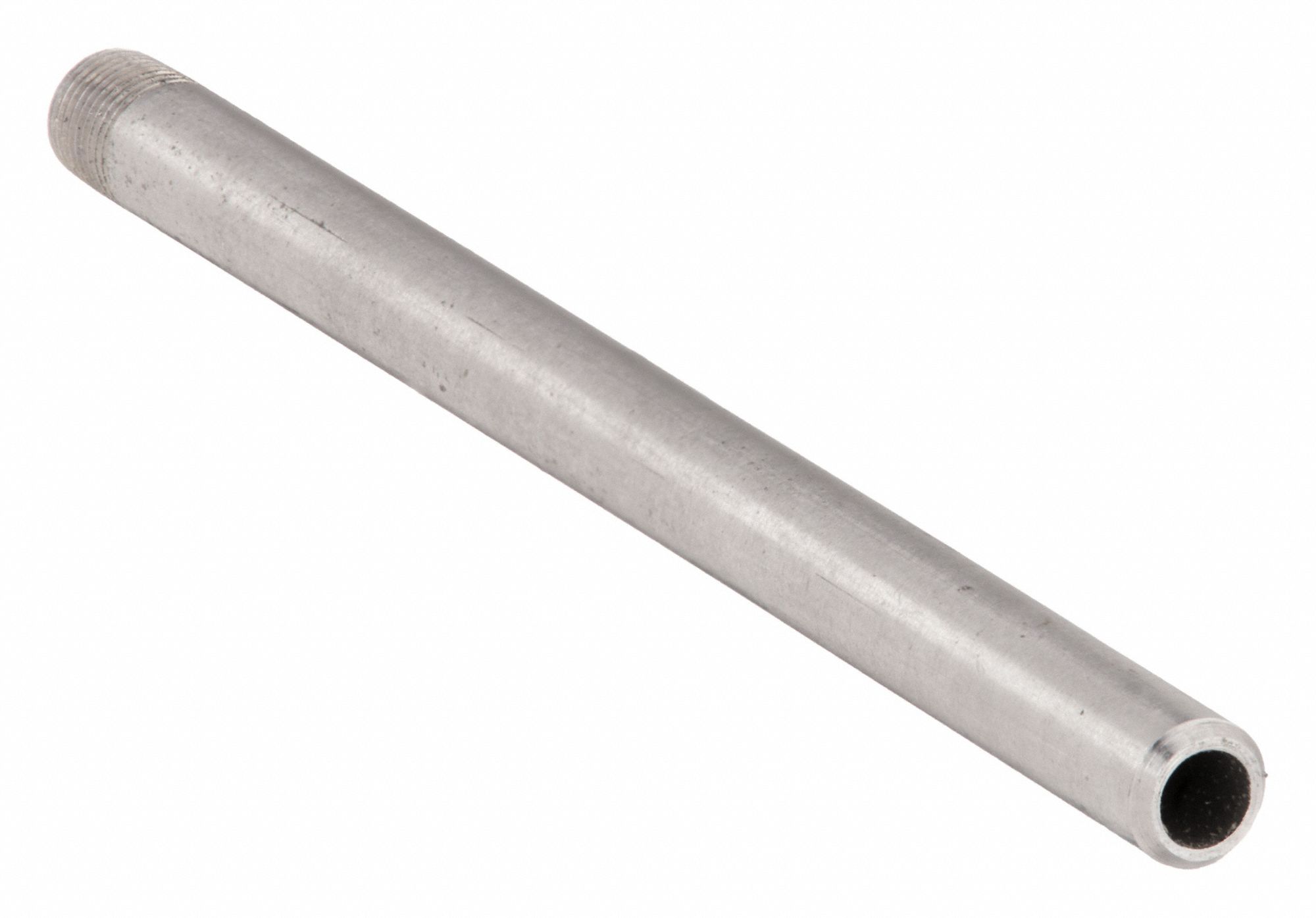 Nipple: 304 Stainless Steel, 1/8 in Nominal Pipe Size, 6 in Overall Lg,  Threaded on One End, NPT