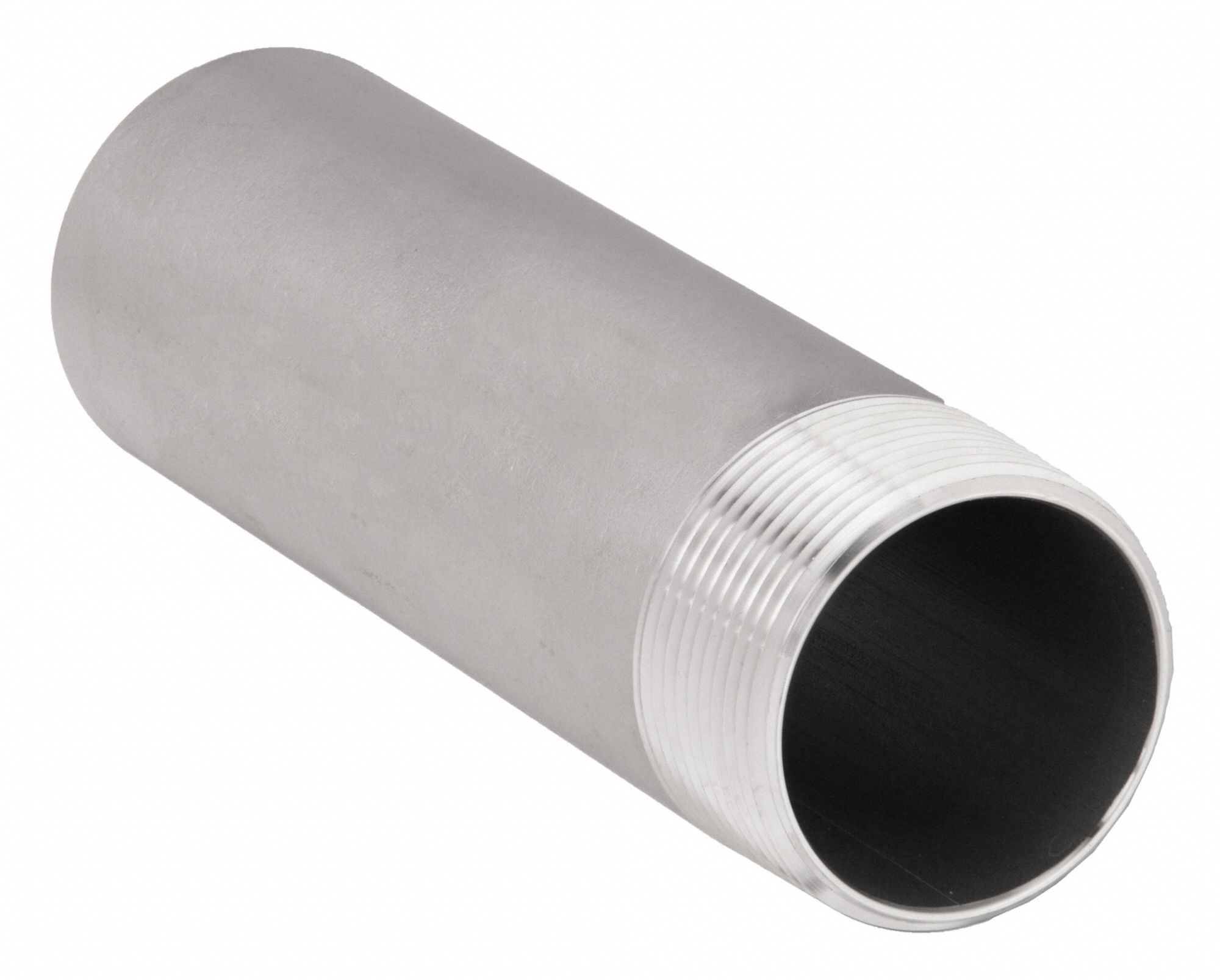Nipple: 304 Stainless Steel, 1 1/2 in Nominal Pipe Size, 6 in Overall Lg, Threaded on One End