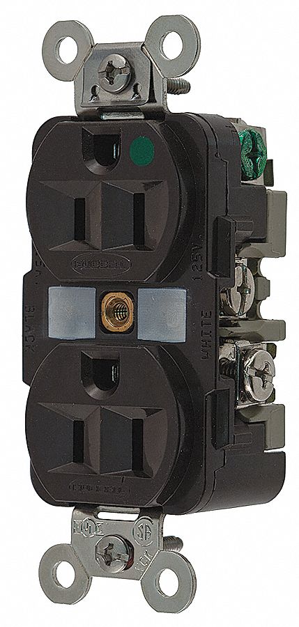 RECEPTACLE, 15 AMP, 125V DUPLEX, STR BROWN