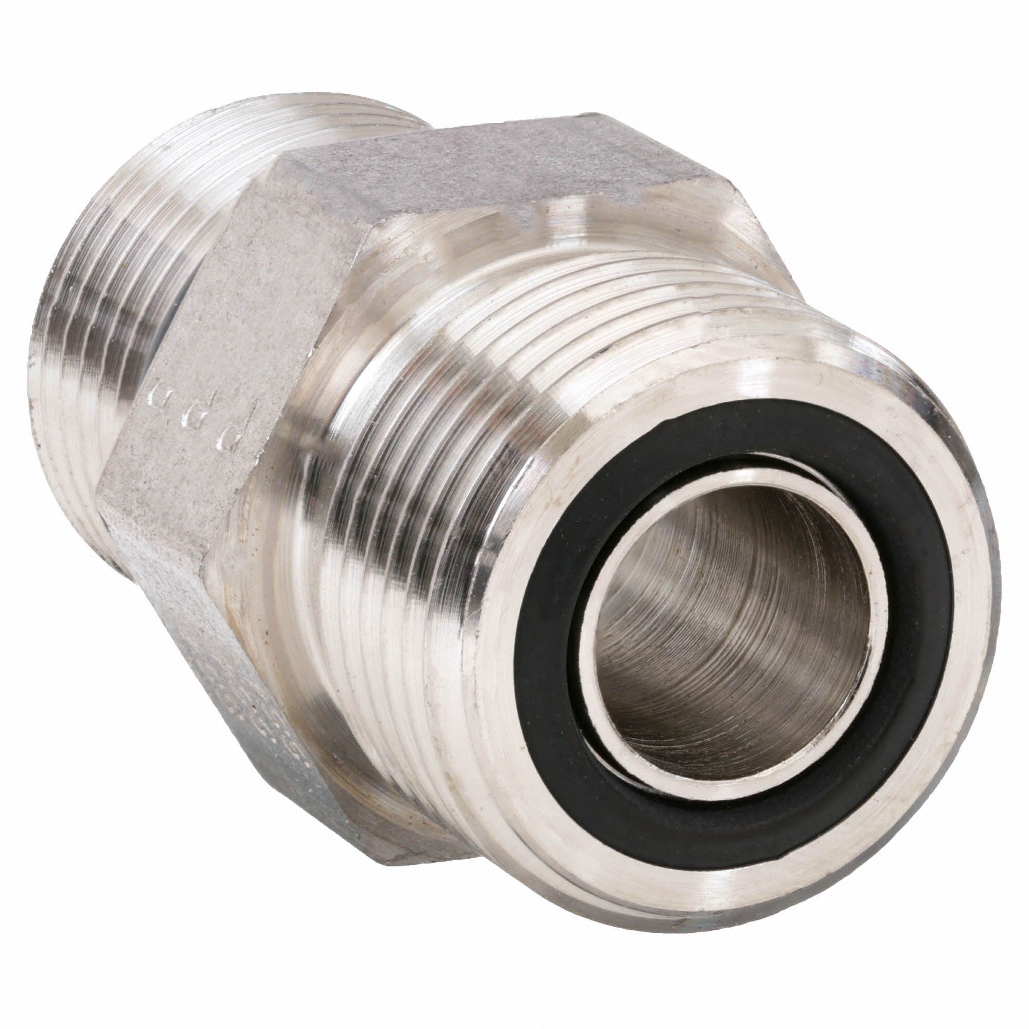 PARKER Straight Thread Connector, 1/2 in Tube Size, Metal, — Hex Size