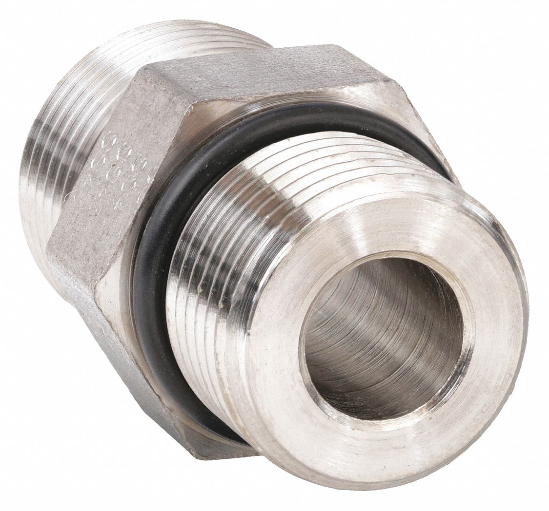 STRAIGHT THREAD CONNECTOR: 316 SS, MALE O-RING FACE SEAL X MALE SAE-ORB, SEAL-LOK