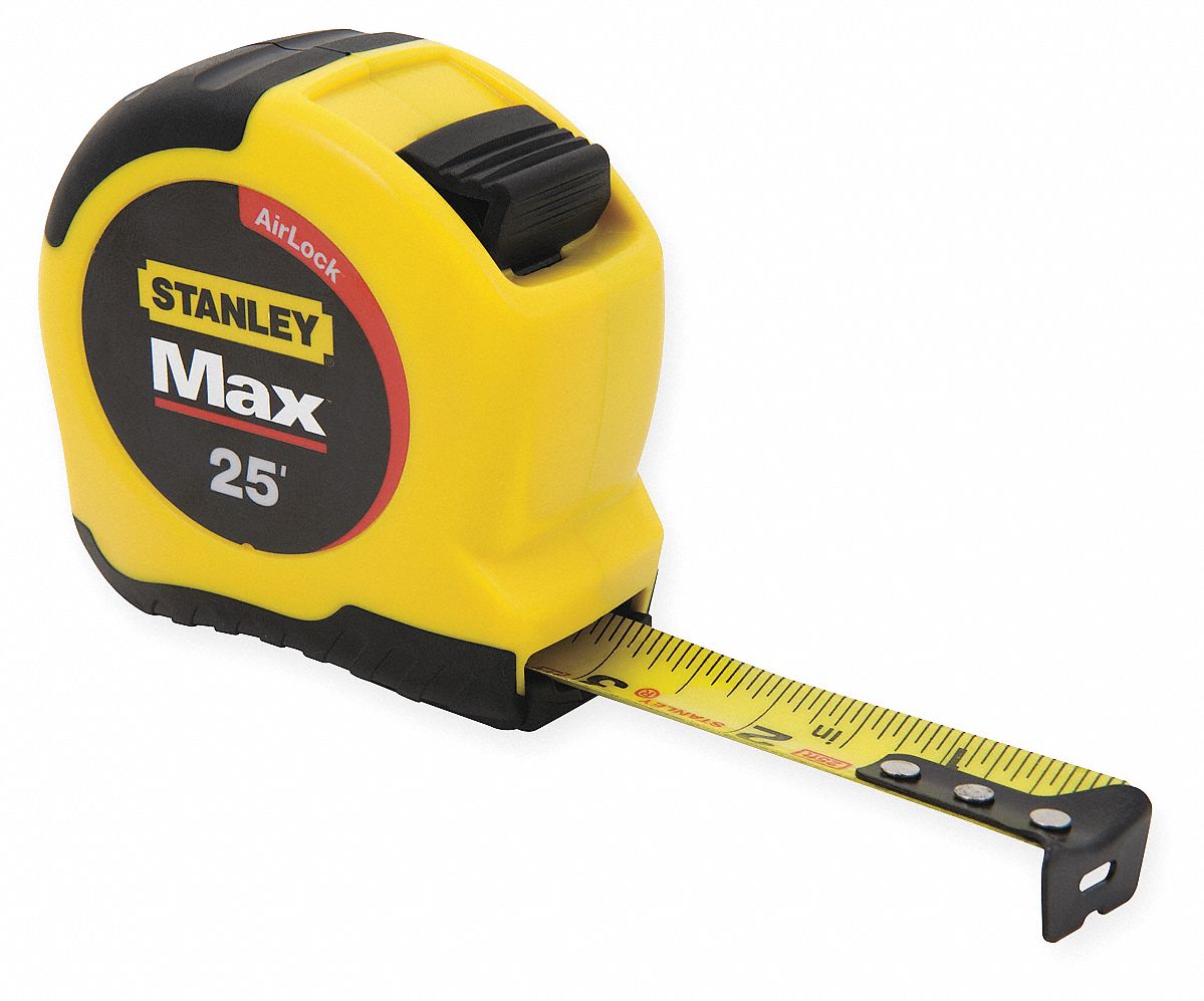 25 ft. Steel Tape Measure, Yellow/Black Grainger