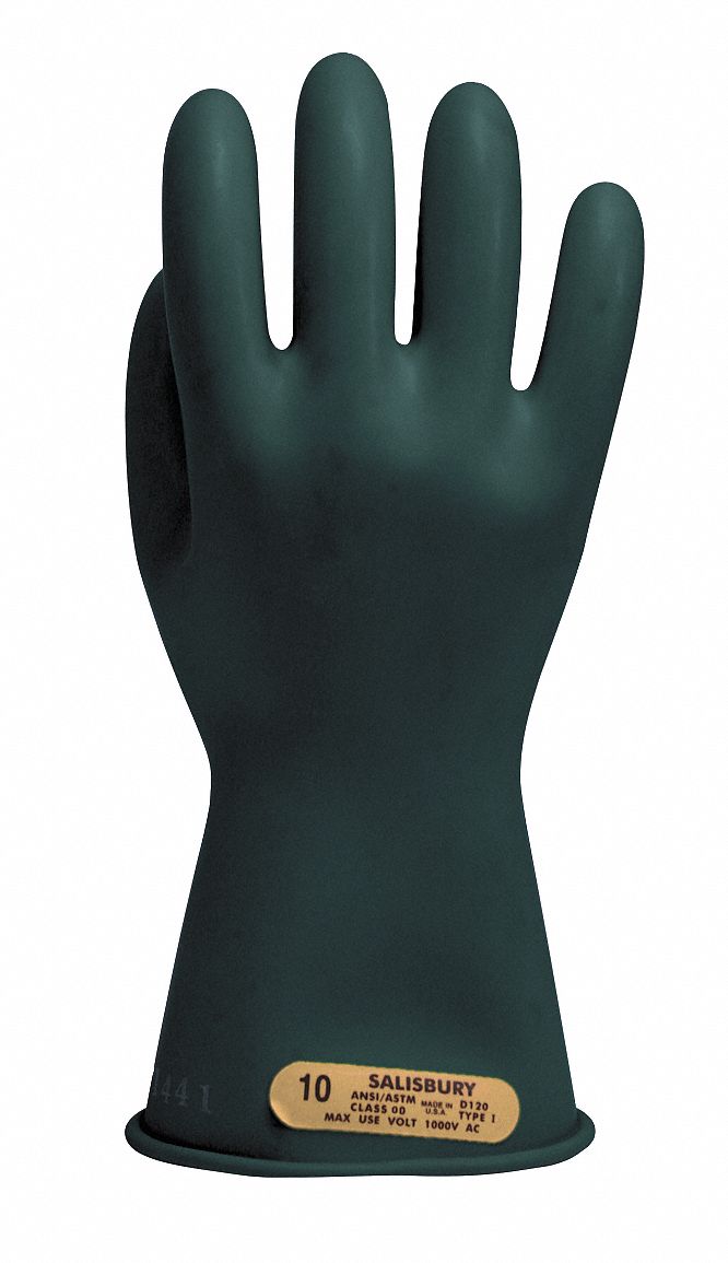 Clase 00 Kit de guantes aislantes de voltaje de goma negra con protectores  de cuero, voltaje de uso máximo 500 V CA/750 V CC (KITGC00B08)