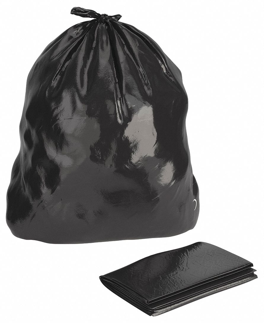 GARBAGE BAGS, EXTRA STRONG, BLACK, 35 X 50 IN, RESIN, CA 100