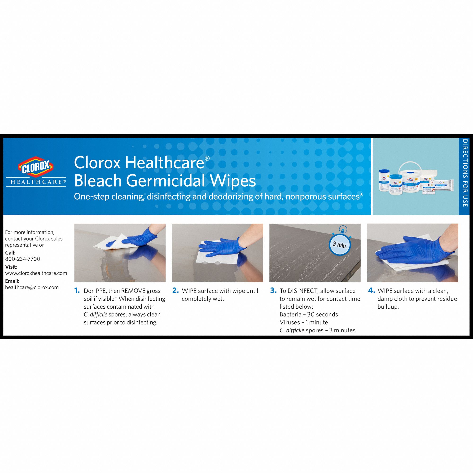 CLOROX HEALTHCARE Germicidal Disinfecting Wipes: Canister, 70 ct ...