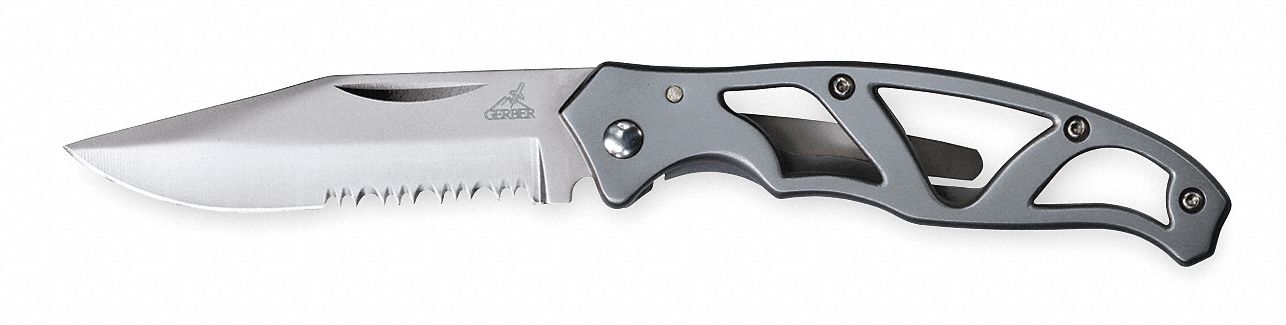 FOLDING POCKET KNIFE, 2¼ IN BLADE L, 3 IN CLOSED L, 5¼ IN OVERALL L, STAINLESS STEEL
