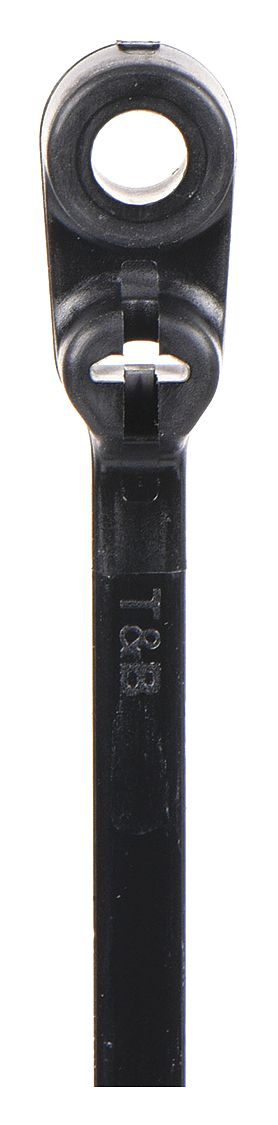 CABLE TIE, 8 IN L, 1¾ IN MAX BUNDLE, 0.19 IN W, BLACK, STANDARD, 100 PK