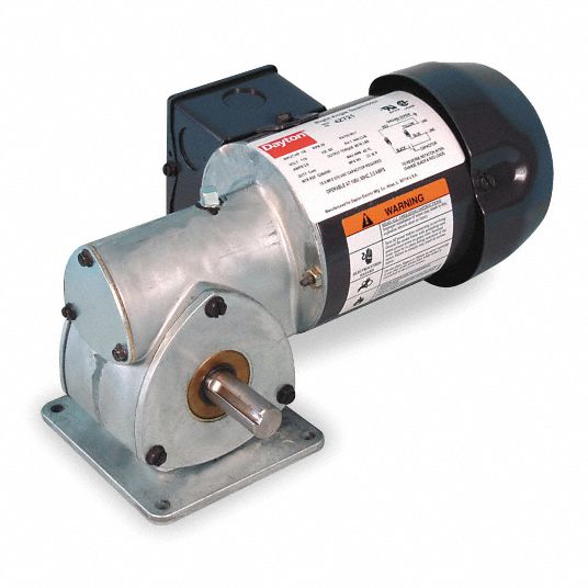 DAYTON AC Gearmotor: Right Angle, Single Output Shaft, PSC, TEFC, 86 RPM,  55 in-lb Max Torque, 2 A