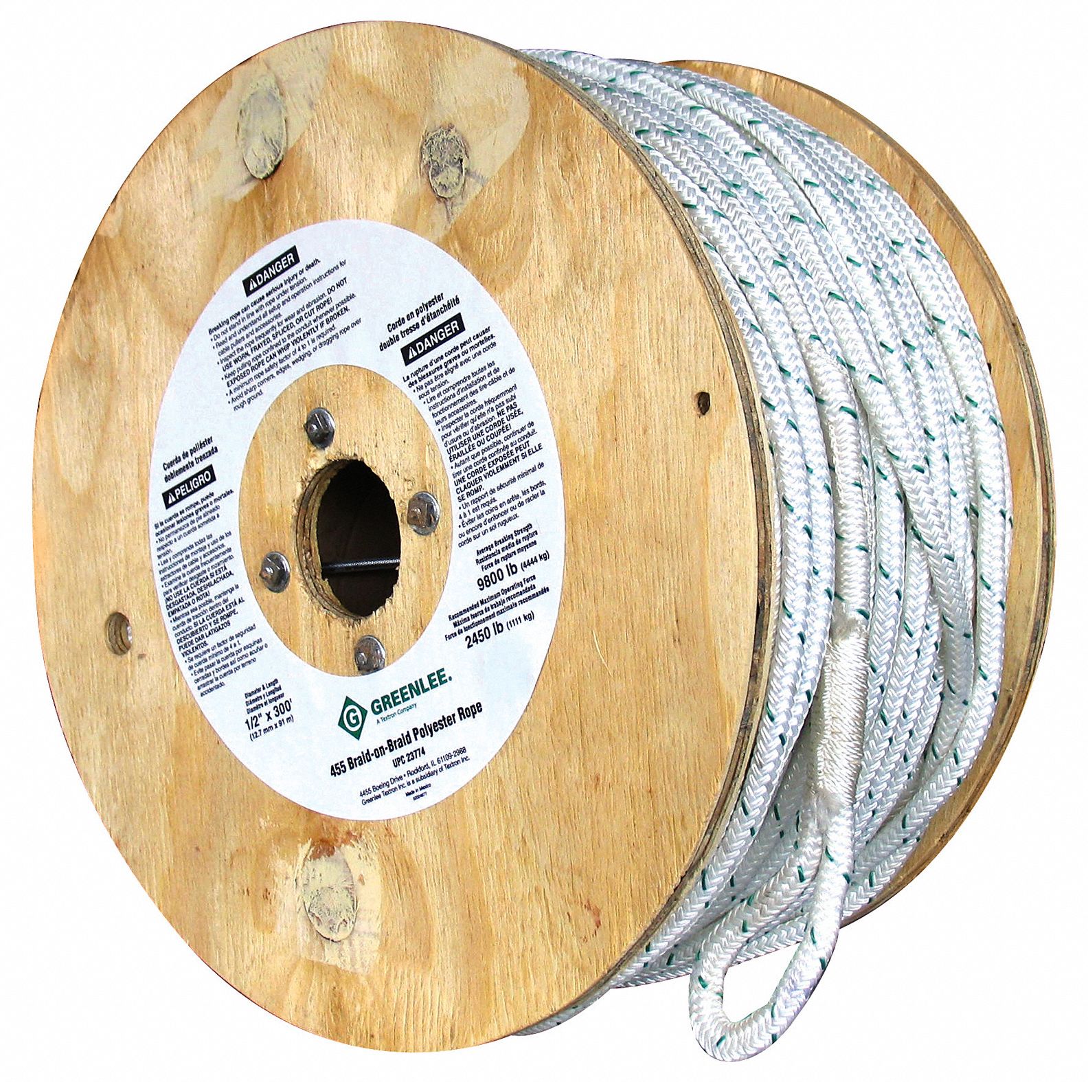 GREENLEE 1/2 in x 300 ft Cable Pulling Rope; For Use With Mfr. No. UT2