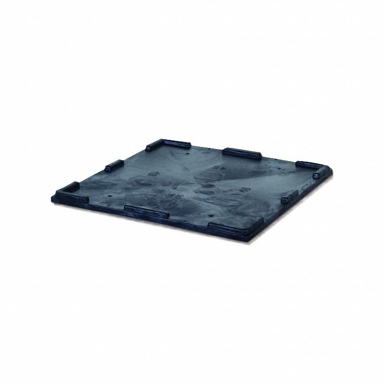 Bulk Container Lid: 48 1/4 in x 45 1/4 in, Black, Plastic