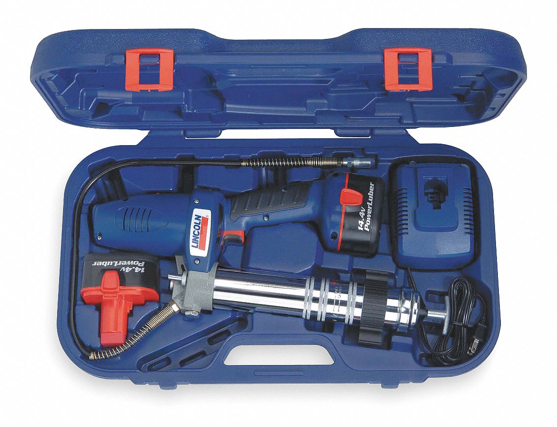 LINCOLN 14.4 V Volt Cordless Grease Gun, 7,500 psi, 50.0 Strokes per oz