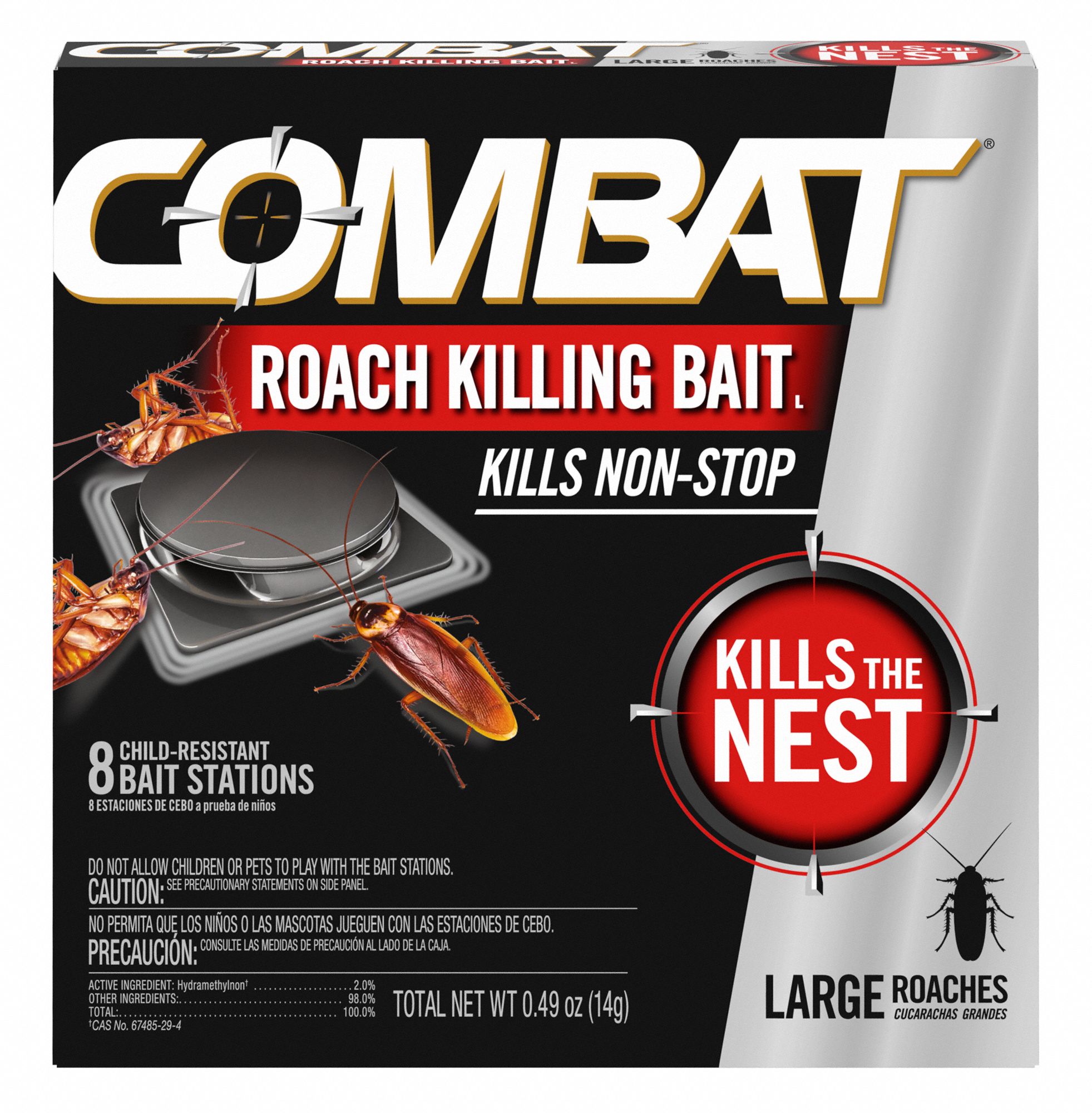 Roach Killer: Powder, Hydramethylon, DEET-Free, Indoor/Outdoor, 0.49 oz, Roaches, 96 PK