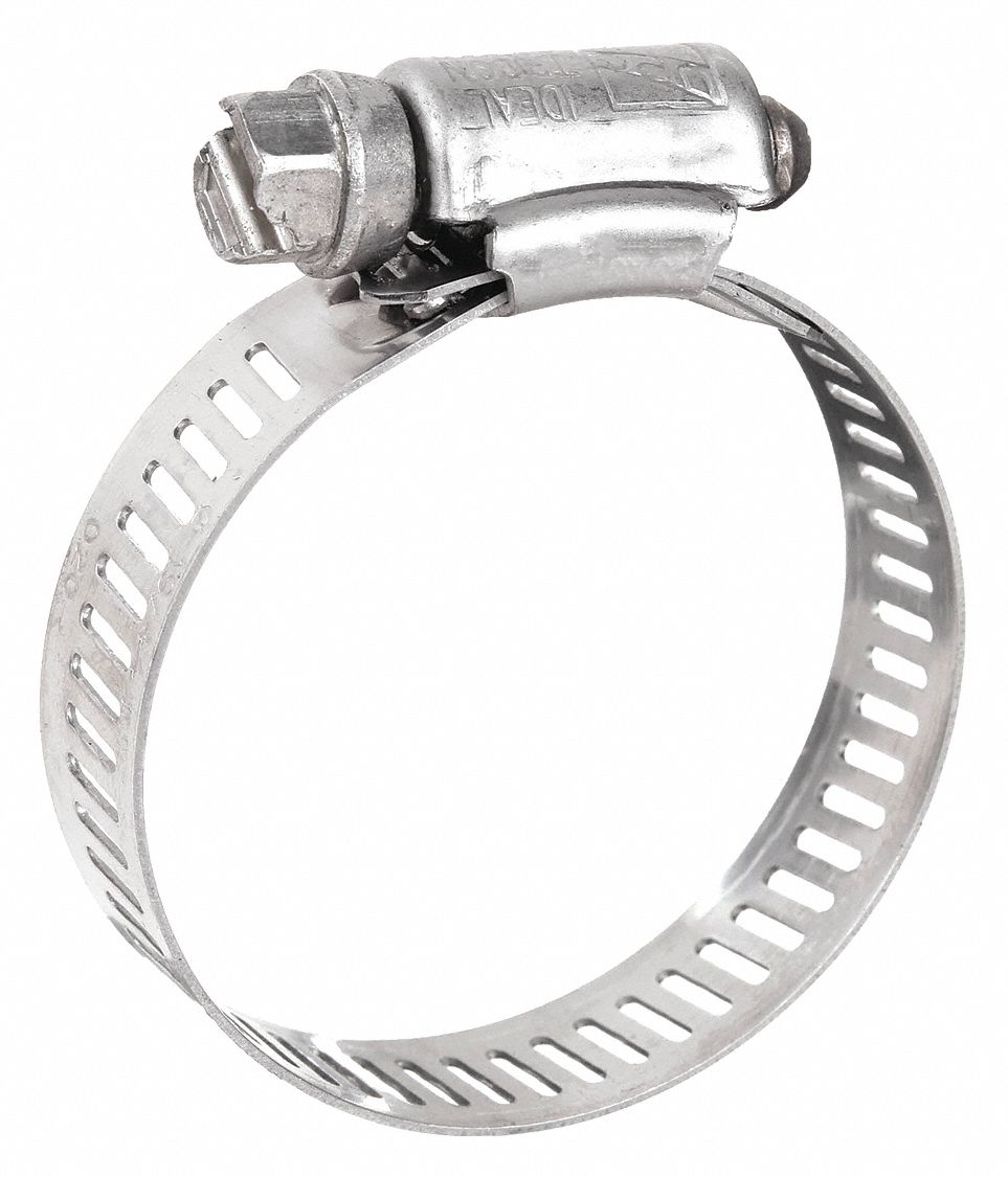 WORM GEAR HOSE CLAMP, 301 STAINLESS STEEL, PERFORATED BAND, ¾ IN TO 1¾ IN CLAMPING DIA, 10 PK