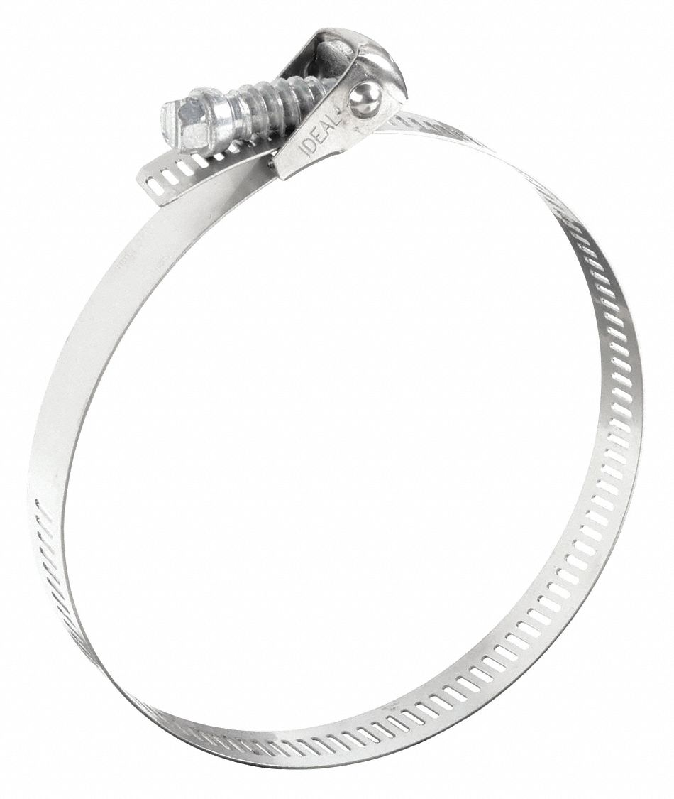 WORM GEAR HOSE CLAMP, 201 STAINLESS STEEL, PERFORATED BAND, 1 IN TO 4 IN CLAMPING DIA, 10 PK