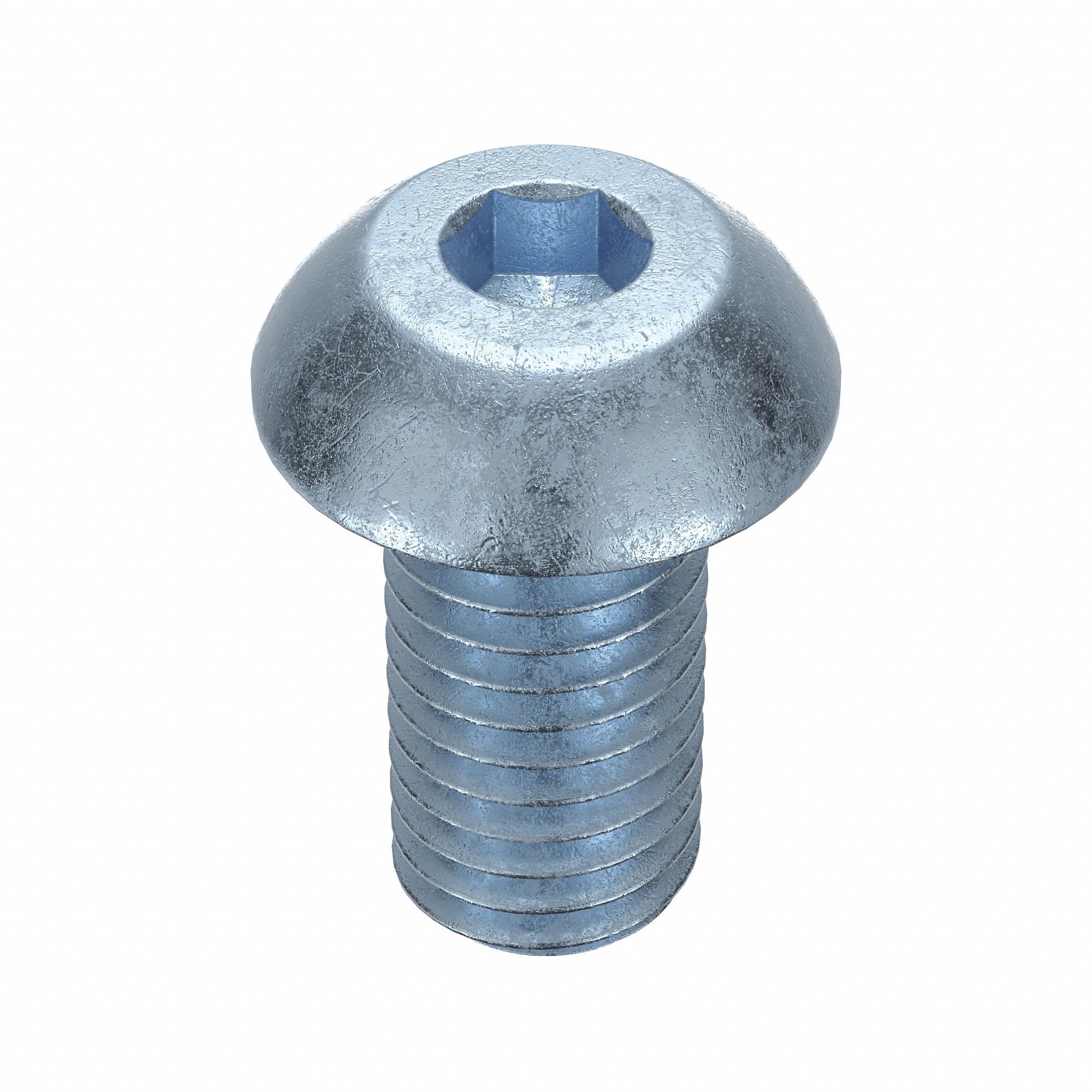 Socket Head Cap Screw: 1/2"-13 Thread Size, 1 in Lg, Button, Zinc Plated, Alloy Steel, 10 PK