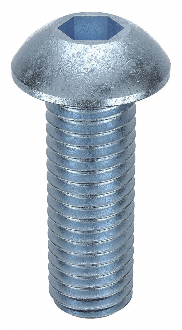 Socket Head Cap Screw: 1/2"-13 Thread Size, 1 1/2 in Lg, Button, Zinc Plated, Alloy Steel, 10 PK