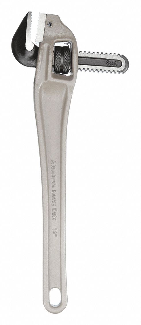 OFFSET PIPE WRENCH, ALUMINUM, 2 IN JAW CAPACITY, SERRATED, 14 IN OVERALL L, I-BEAM