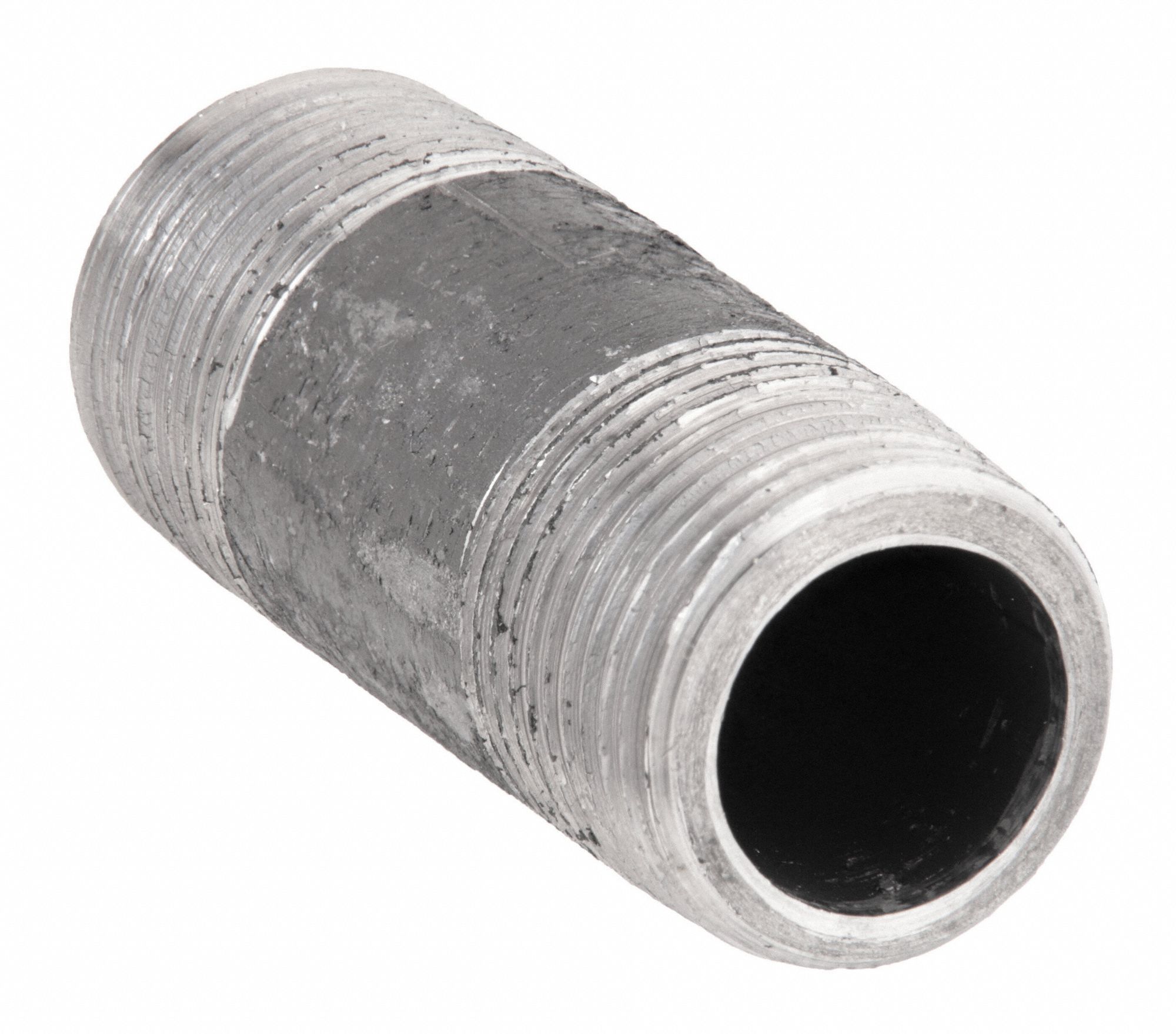 NIPPLE: BLACK STEEL, ½ IN NOMINAL PIPE SIZE, 3½ IN L, BOTH ENDS THREADED, SCHEDULE 80, NPT