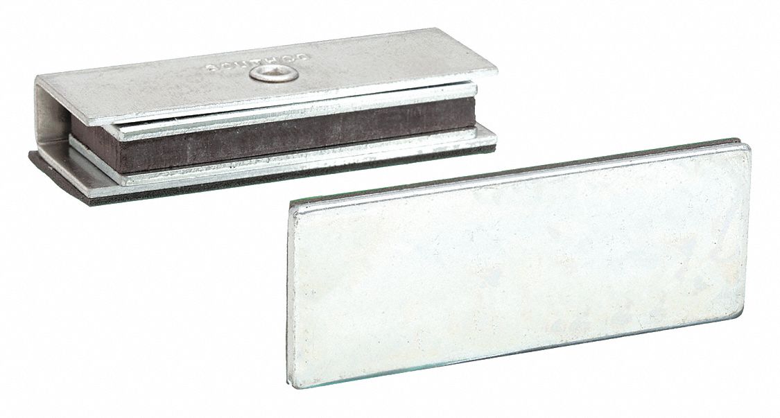 Door Catch: Aluminum, Magnetic, 2 in Ht, 3/4 in Wd