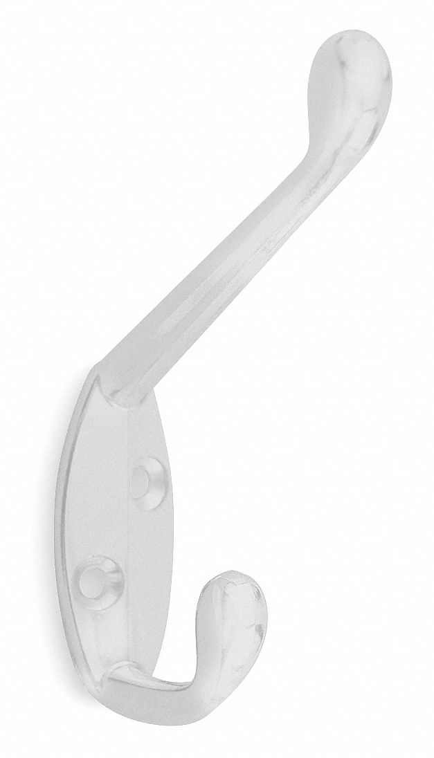 GRAINGER APPROVED Coat Hook 1 Hooks, Zinc, Painted, 3 1/2 in Hook Ht, 3/4 in Hook Base Wd