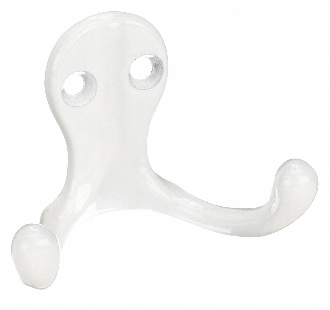 COAT HOOK,2 HOOK ENDS,WHITE