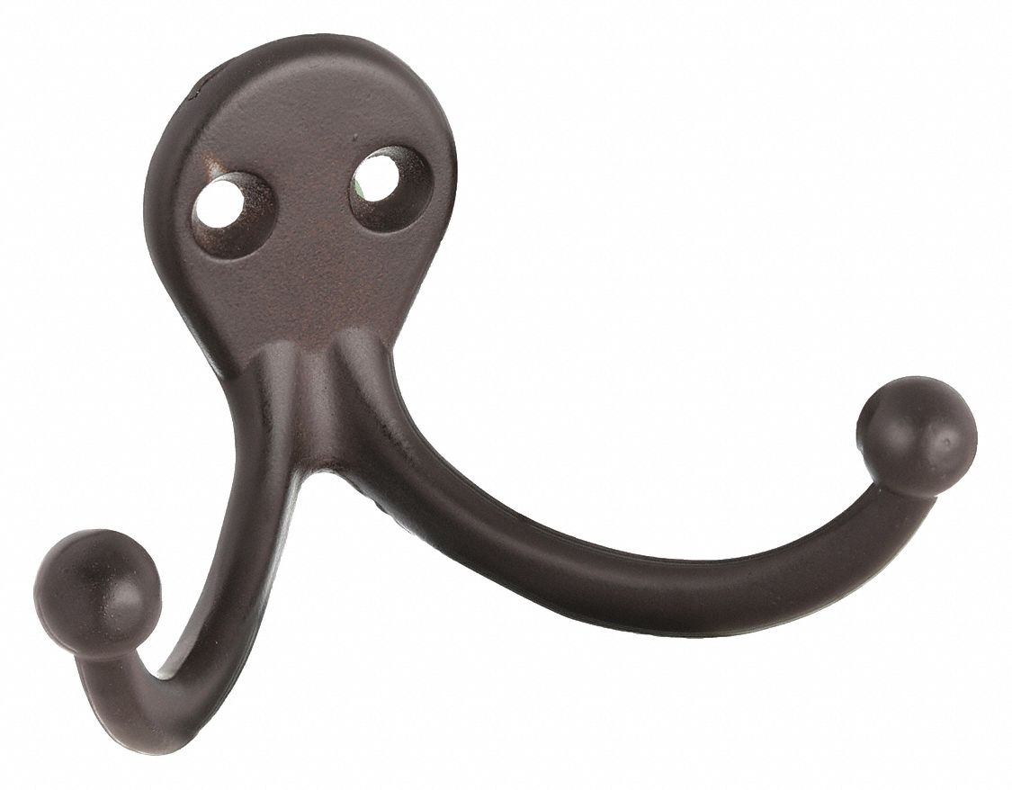 COAT AND HAT HOOK,BRONZE,L 1 1/16 I