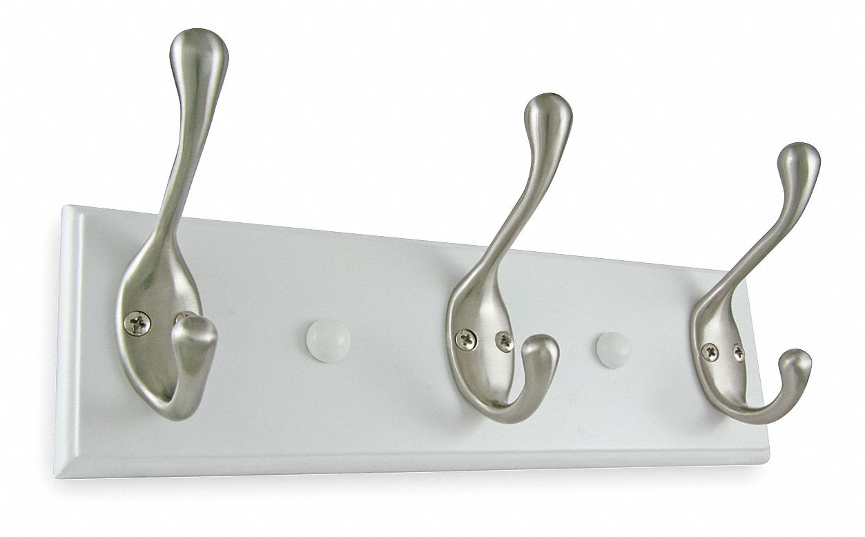 Hooks,Wall Mount,3 Hook,Satin Nickel PK 12 1XNH9 eBay