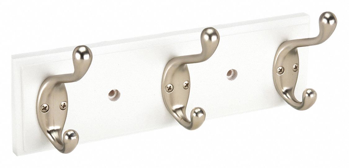 3 Hooks, Zinc, Garment and Coat Rack - 1XNH9|1XNH9 - Grainger