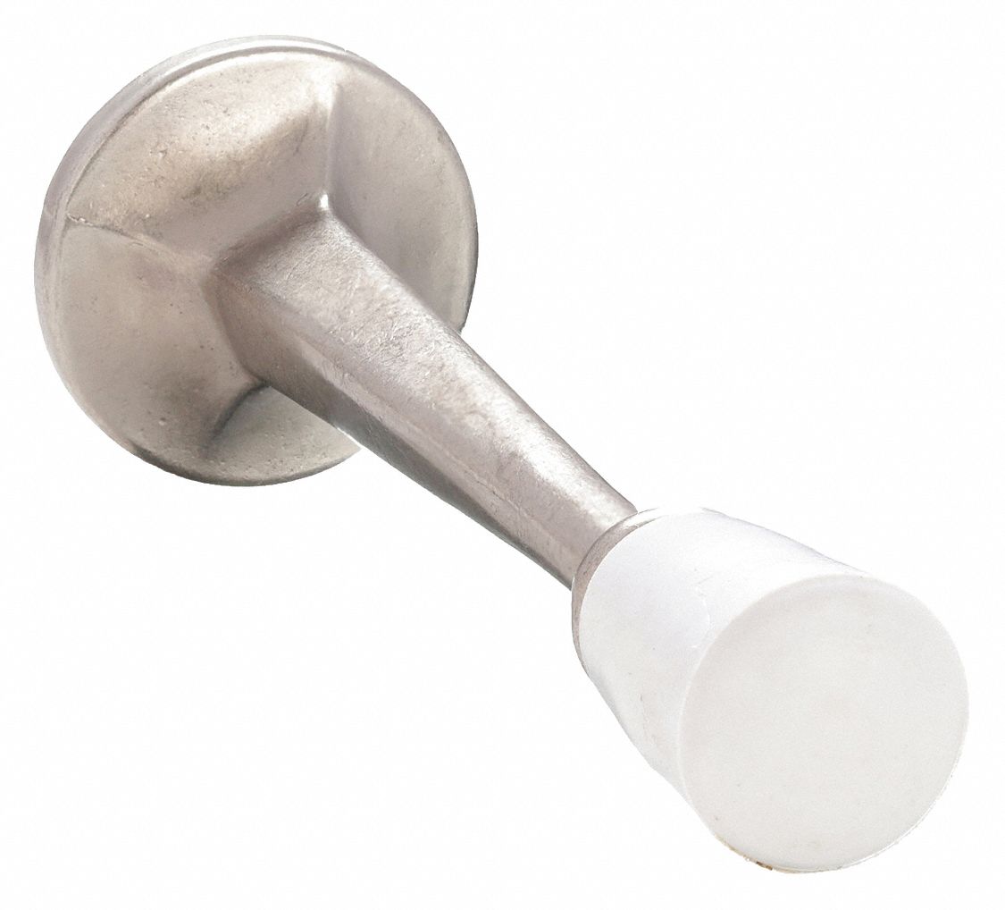 Door Stop: Wall - Mounted, 3 1/8 in Lg, Nickel